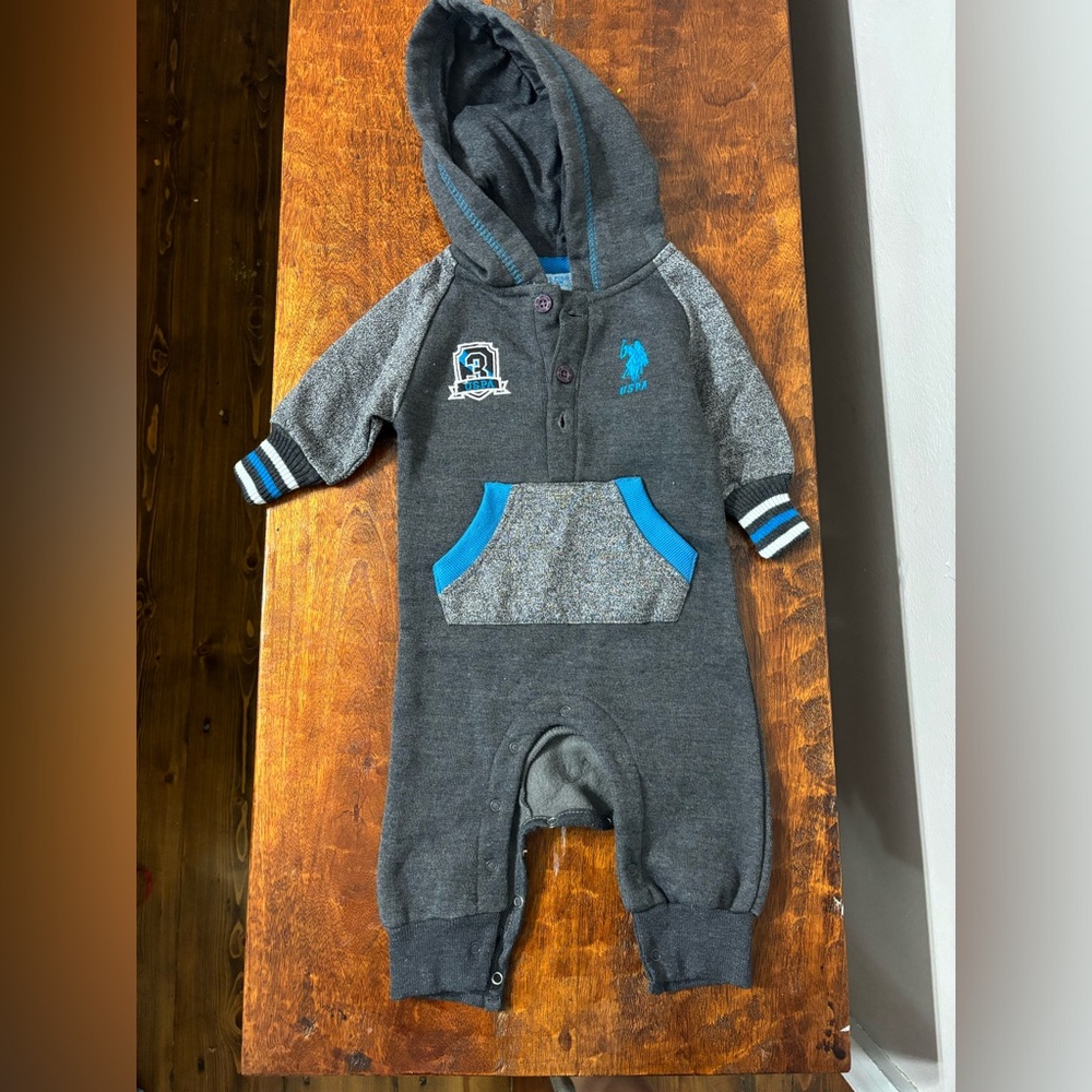 U.S. Polo Assn. Charcoal Jumpsuit with Teal Details